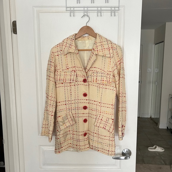 SOLD Vintage birthday cake Beige tweed blazer dress - Picture 6 of 7